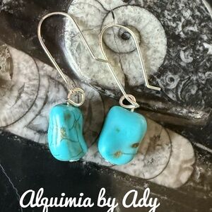 Turquoise chunks western earrings